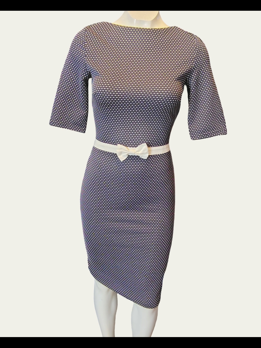 Paperdolls Navy and White Polka Dot Asymmetrical Sheath Dress Size 4
